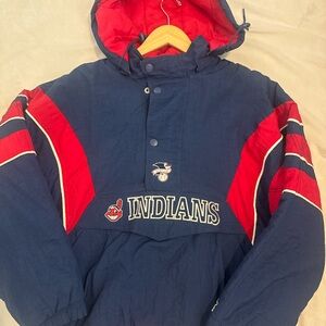 Indians Vintage Blue and Red Hooded Jacket